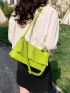 Letter Graphic Square Bag Medium Flap Green