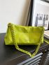 Letter Graphic Square Bag Medium Flap Green