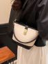 Two Tone Bucket Bag Twist Lock PU Fashionable