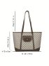 Large Shoulder Tote Bag Zipper Double Handle Elegant PU