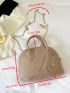 Crocodile Embossed Dome Bag Double Handle Zipper Chain Felt Elegant With Coin Purse