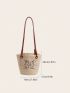 Mini Straw Bag Embroidered Detail Drawstring Double Handle Vacation