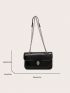 Elegant Square Bag Solid Color Flap PU