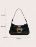 Buckle Decor Baguette Bag PU Fashionable