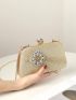 Mini Box Bag Rhinestone Decor Glitter Glamorous Chain, Perfect Bride Purse For Wedding, Prom & Party Events