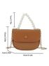 Simple Flap Purse, Women's Trendy Saddle Bag, Cute Solid Color Bag