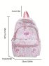 Cartoon Graphic Classic Backpack Polyester Preppy Zip Front