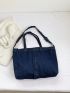 Large Shoulder Tote Bag Pocket Front Denim Double Handle For Daily Denim Bag