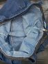 Large Shoulder Tote Bag Pocket Front Denim Double Handle For Daily Denim Bag