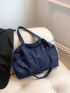 Large Shoulder Tote Bag Pocket Front Denim Double Handle For Daily Denim Bag