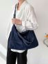 Large Shoulder Tote Bag Pocket Front Denim Double Handle For Daily Denim Bag