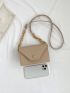 Mini Square Bag Geometric Embossed Flap PU Elegant