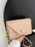 Mini Square Bag Geometric Embossed Flap PU Elegant