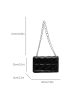 Black Geometric Pattern Flap Chain Shoulder Bag For Daily Commute