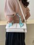 White Crocodile Pattern Flip Cover Square Bag For Daily Commute