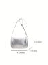 Silver Funky Square Bag With Zipper Adjustable Strap