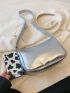 Silver Funky Square Bag With Zipper Adjustable Strap