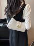 White PU Minimalist Baguette Bag For Work & Commute