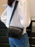 Black Pu Fashion Flip Cover Square Bag For Daily Commute