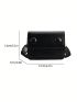 Black Pu Fashion Flip Cover Square Bag For Daily Commute