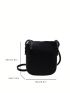 Black Pu Minimalist Square Bag For Daily Commute