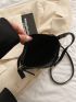 Black Pu Minimalist Square Bag For Daily Commute