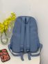 Letter Patch Decor Classic Backpack Zipper Fashionable