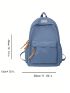 Letter Patch Decor Classic Backpack Zipper Fashionable