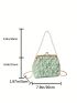 Mini Faux Pearl Decor Kiss Lock Crossbody Bag Green