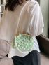 Mini Faux Pearl Decor Kiss Lock Crossbody Bag Green