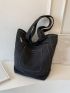 Black Unisex Multi-Pocket Tote Bag For Shopping And Outing