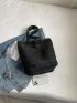 Black Unisex Multi-Pocket Tote Bag For Shopping And Outing