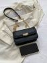 Mini Women's PU Bag, Solid Color Flap Top Crossbody Bag With Chain Strap