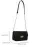 Mini Women's PU Bag, Solid Color Flap Top Crossbody Bag With Chain Strap