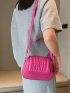 Women's Simple One Shoulder Crossbody Bag Fashion Stone Pattern Handheld Small Square Bag