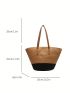 One Shoulder Woven Bag, Large Capacity Holiday Beach Bag