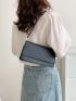 Solid Color Single Shoulder Flap Bag For Shopping