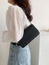 Solid Color Single Shoulder Flap Bag For Shopping