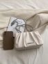 Rhinestone Decor Ruched Bag Letter Detail PU Fashionable