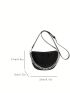 Crocodile Embossed Hobo Bag Chain Decor Black