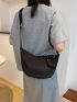 Solid Color Casual Hobo Bag With Coin Purse For Outdoor/Commute