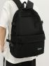 Letter Printed Functional Backpack With Multiple Pockets & Release Buckles