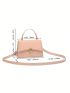 Geometric Pattern Flip Cover Pink Square Bag With Adjustable Shoulder Strap