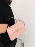 Geometric Pattern Flip Cover Pink Square Bag With Adjustable Shoulder Strap