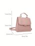 Mini Flap Backpack Solid Pink Adjustable Strap PU