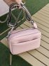 Small Square Bag Litchi Embossed Minimalist Pink