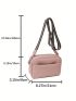 Small Square Bag Litchi Embossed Minimalist Pink