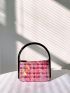 Mini Square Bag Colorblock Plaid Pattern Top Handle