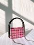 Mini Square Bag Colorblock Plaid Pattern Top Handle