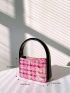 Mini Square Bag Colorblock Plaid Pattern Top Handle